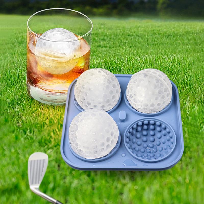 Golf Ice Cube Tray 3D, Ice Ball Cube Mold With Funnel For Cocktails, Bourbon,Brandy, Whiskey Gifts For Men, Silicone Fun Shapes