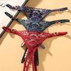 Temptation Rhinestone Beaded Thong - Women's See-Through Embroidered Open Crotch Sexy Panties 2270