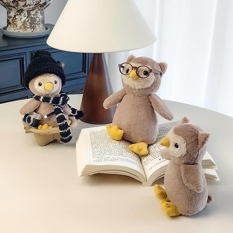 With Owl Nippit Hat Scarf Plush Toy Cartoon Stuffed Doll Decorations Kids Gift