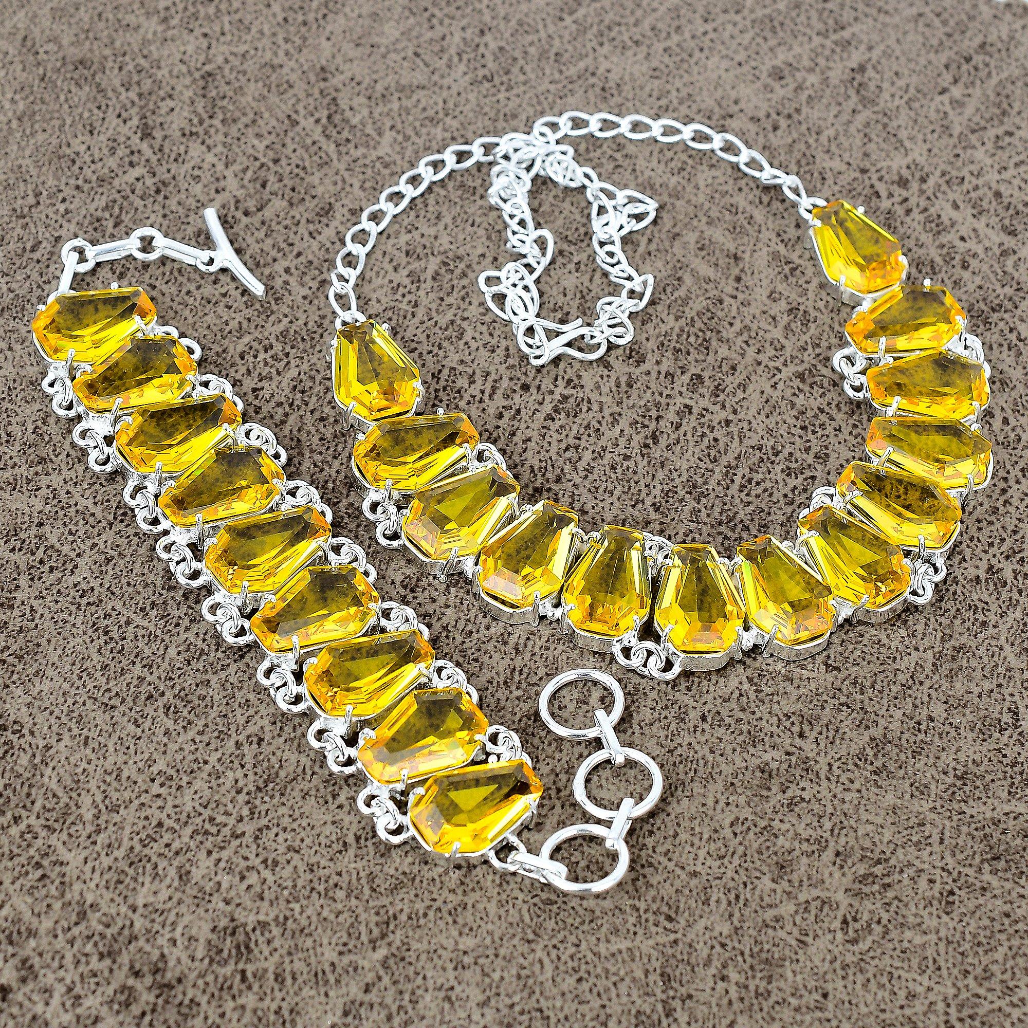 

Citrine Gemstone Handmade 925 Sterling Silver Jewelry Set KKG-449