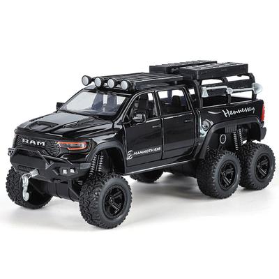 Modelo de Caminhonete Pickup Dodge Tyrannosaurus Rex 6X6 em Caixa 1/32, Liga Fundida Sob Pressão Brinquedo Veículo Off-Road Infantil Presente para Menino