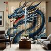Blue Dragon Curtains Hd Print Fierce Red Eyes Waves Polyester Pocket Rod Top Living Room Bedroom Curtain Light Filtering Ideal For Great