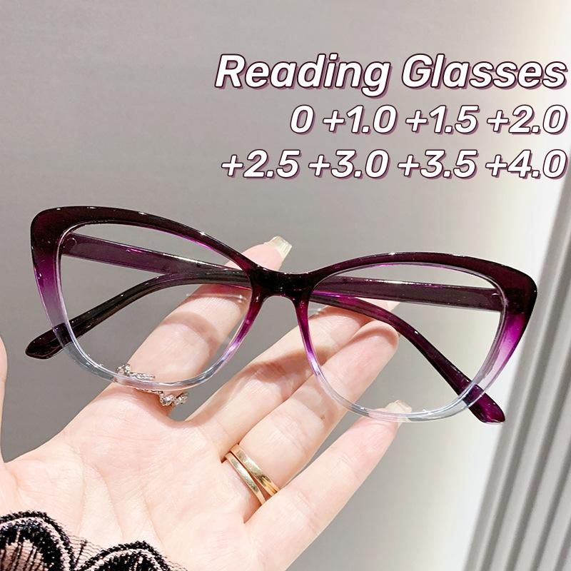 Anti Blue Light Transparent Eyeglasses Vintage Cat Eyes Frame Reading Glasses High-end Tortoiseshell Color Presbyopia Glasses