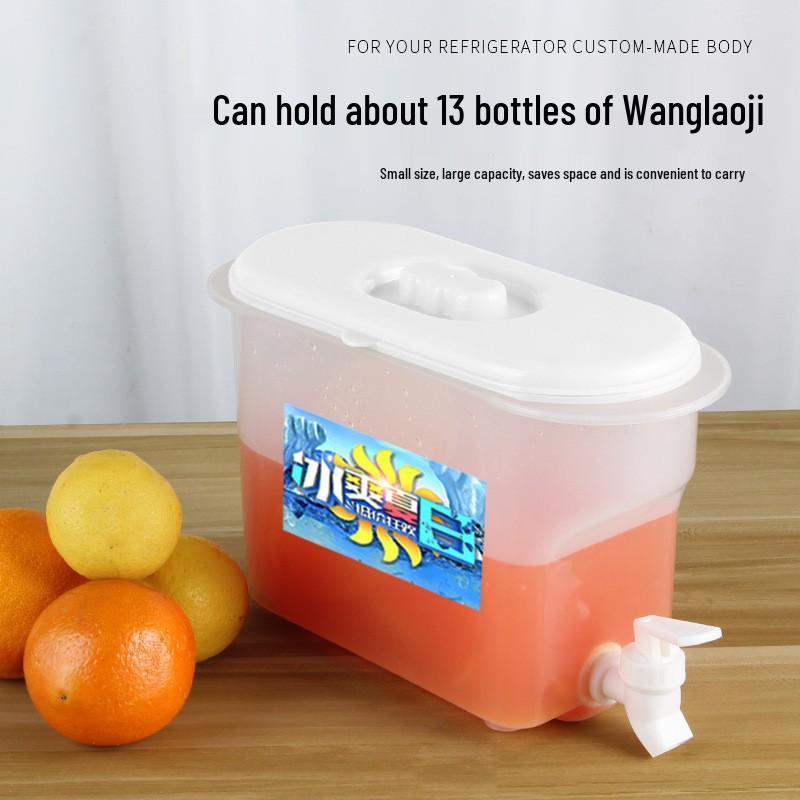 Large-Capacity Refrigerator Beverage Kettle with Faucet - Cold Water Bucket, Fruit Lemon Teapot, & Food Storage Box