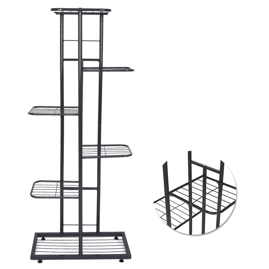 6 Etagen Blumen Pflanzen Töpfe Ständer Pflanzgefäß Ausstellungsregal für Innen Außen Gartendekoration Dunkelgrau