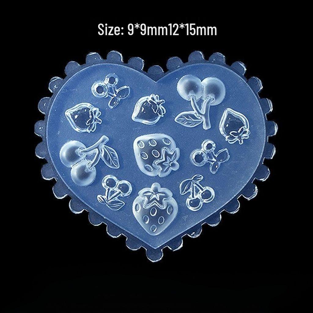 Silicone Nail Art Mold - 3D Strawberry, Cherry, Flower, & Heart Shapes