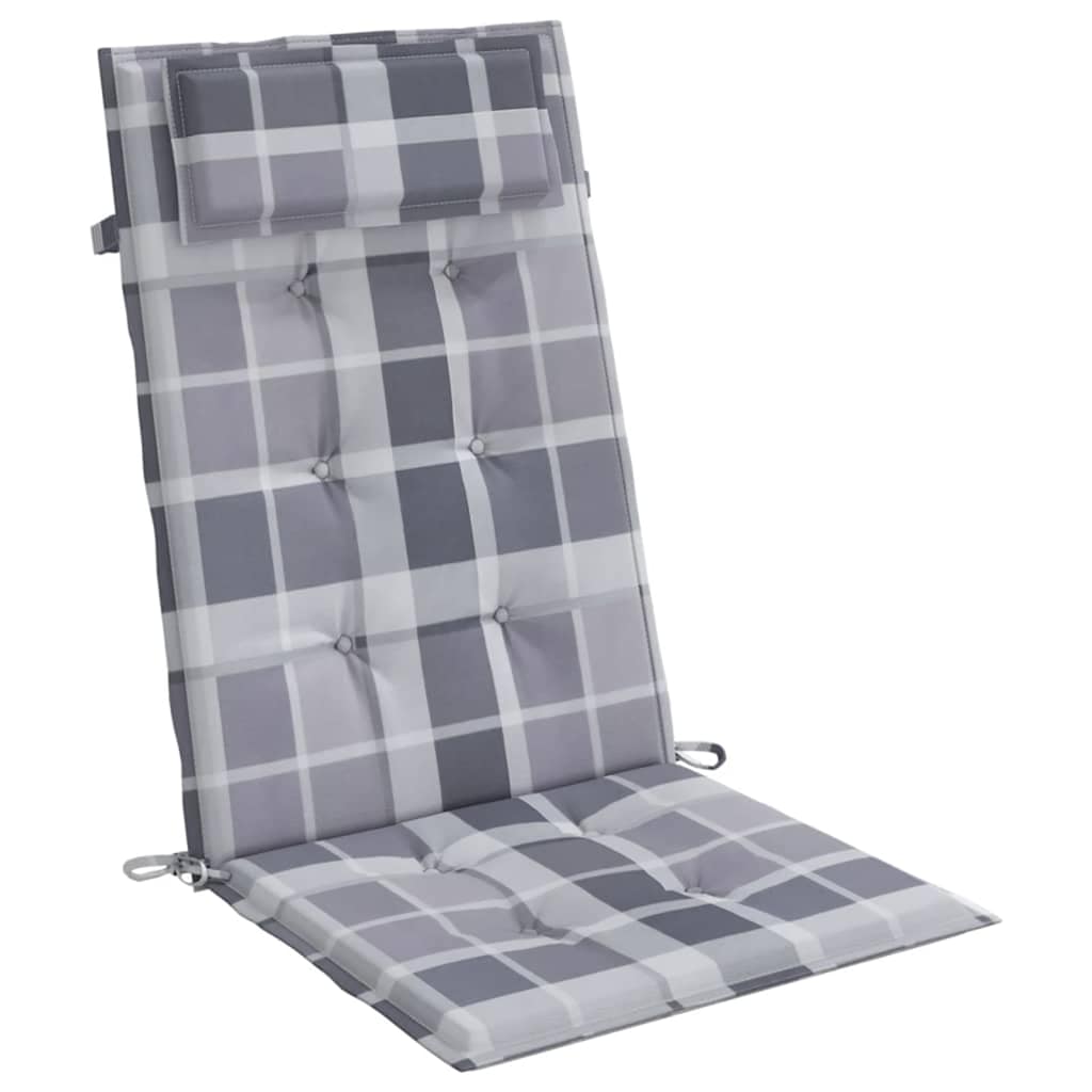 Hochlehner Seat Cushions 4 pcs Grey Checkered Pattern Oxford Fabric