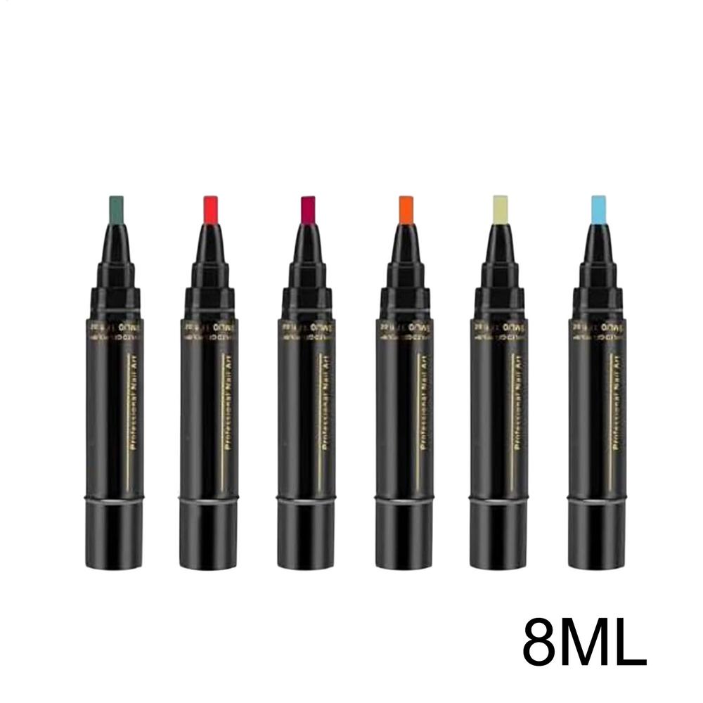 6 Pezzi Penna Gel per Unghie 3 in 1 Multicolore 5ml Asciugatura Rapida Senza UV Design per Unghie Fai-da-Te Colori Durevoli Set di Pennelli per Pittura Manicure