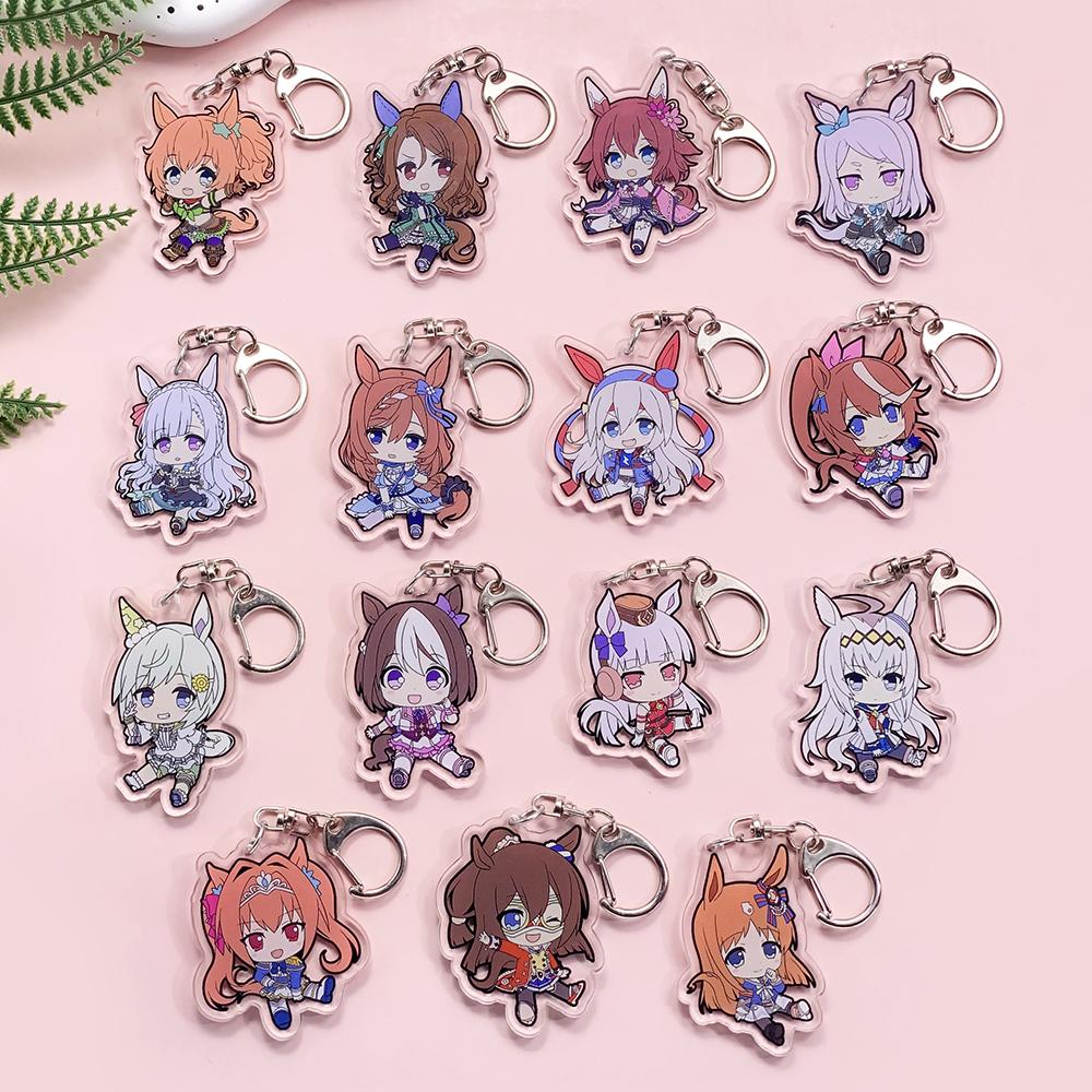 1/15 Stück Anime Figuren Pretty Derby Acryl Schlüsselanhänger Niedlicher Rucksack Anhänger Lustige Tasche Charms Zubehör Dekoration Feiertagsgeschenke