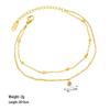 Women's Sexy Double-Layer Beaded Anklet with Single Diamond, 18K Gold Titanium Steel, Tarnish-Free, Wearable In Bath