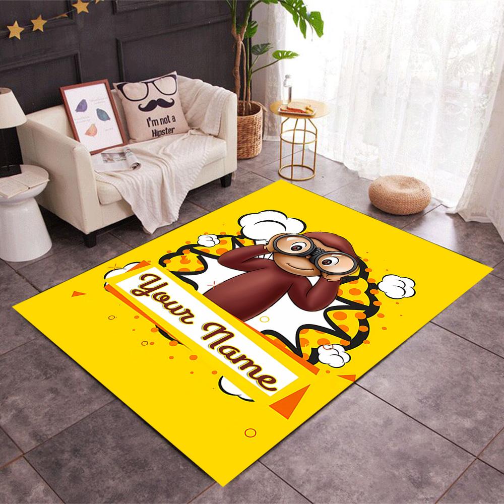 Curious Monkey Party Personalized Name Floor Mat Perfect for Bedrooms Study room Dormitory Playrooms Anti-slip Rug Decorate Offices