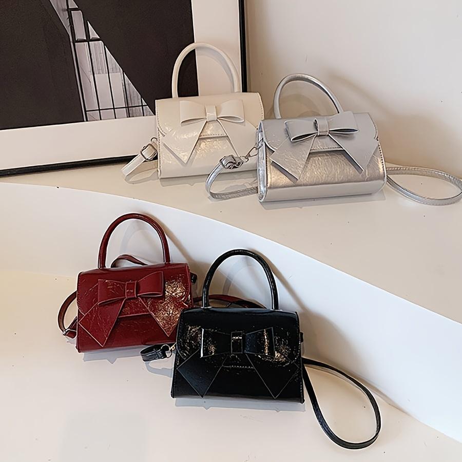 1pc Casual Personality Fashion Bow Shoulder Bag Hand-held Small Square Bag Simple Crossbody Bag