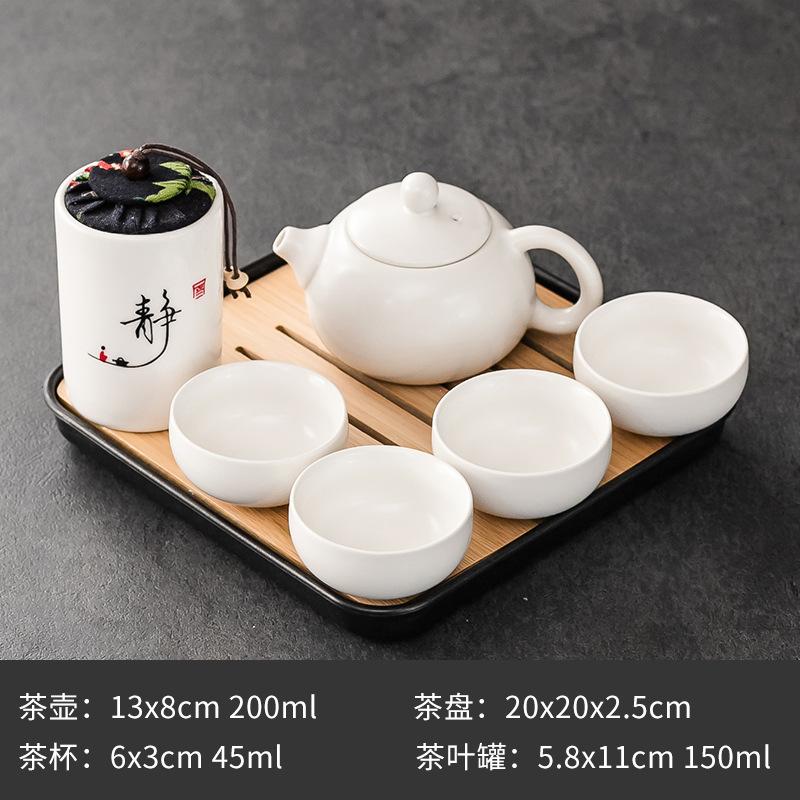 Purple Clay Ceramic Kung Fu Tea Set Home Teapot Set with Portable Tea Tray and Tea Caddy
