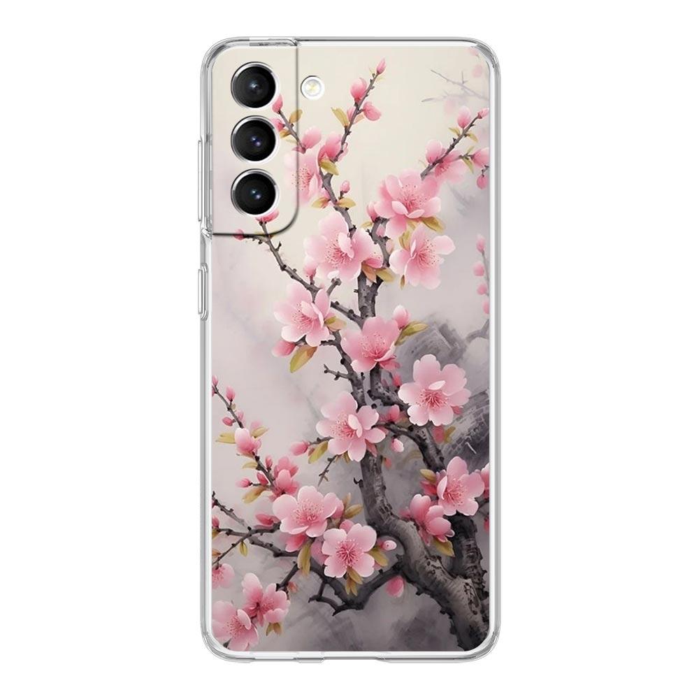 Cherry Blossom Tree Phone Case For Samsung Galaxy S24 S23 S22 S20 Ultra S21 FE 5G S10 S9 Plus S10E S8 Soft Silicone Clear Cover