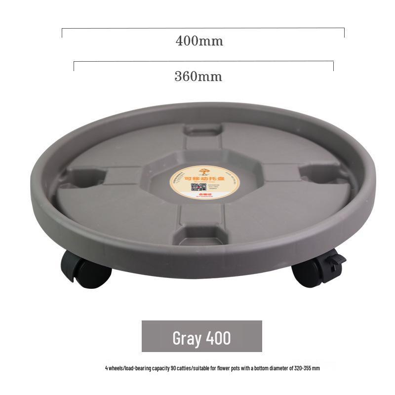 Mobile Round Plant Stand with Wheels - Thickened Plastic Vase Tray & Water Collector