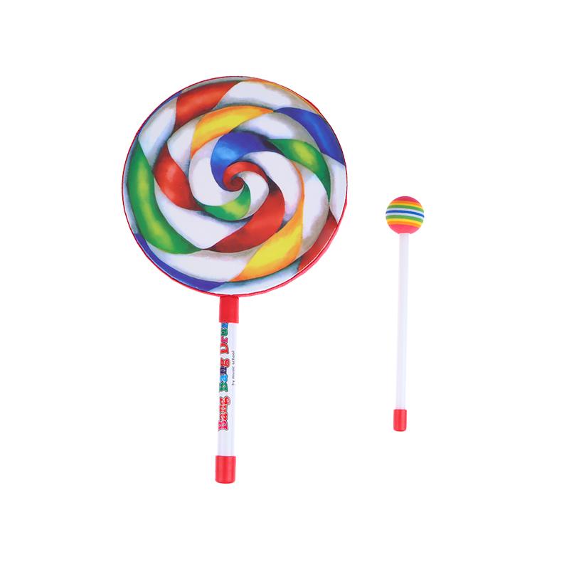 6 Zoll 8 Zoll 10 Zoll Lutscher Handtrommel Schlaginstrumente Bunte Tanz Requisiten Säuglings Musikspielzeug Lehrmittel