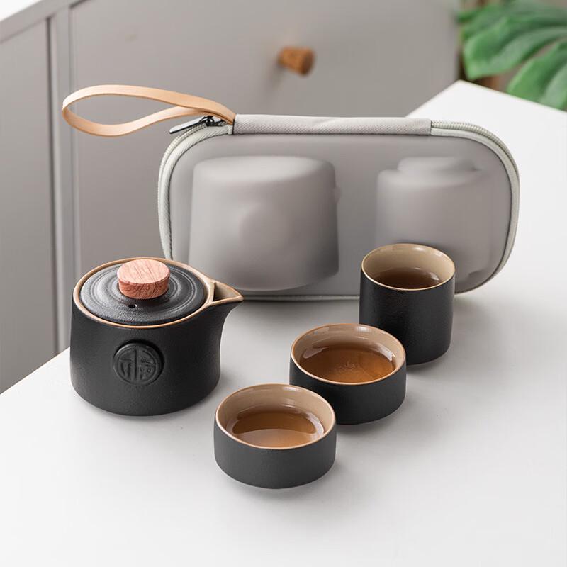 Yi Pan Portable Black Pottery Travel Tea Set