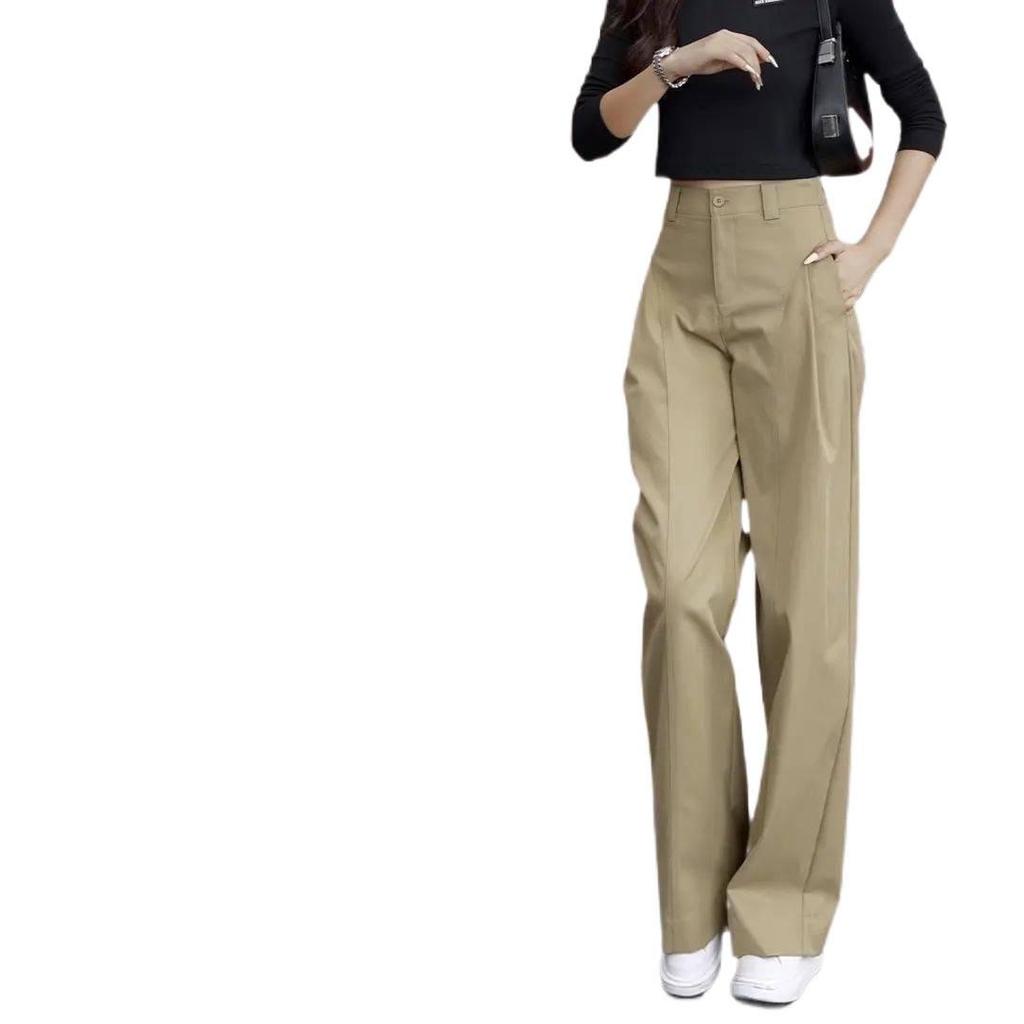 Trendy High Waist Cargo Pants - Wide Leg, Loose, Slimming Fit for Spring & Autumn