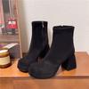 Retro suede short boots women's autumn 2025 new fashionable versatile and thin thick heels fried street thin boots women's trend