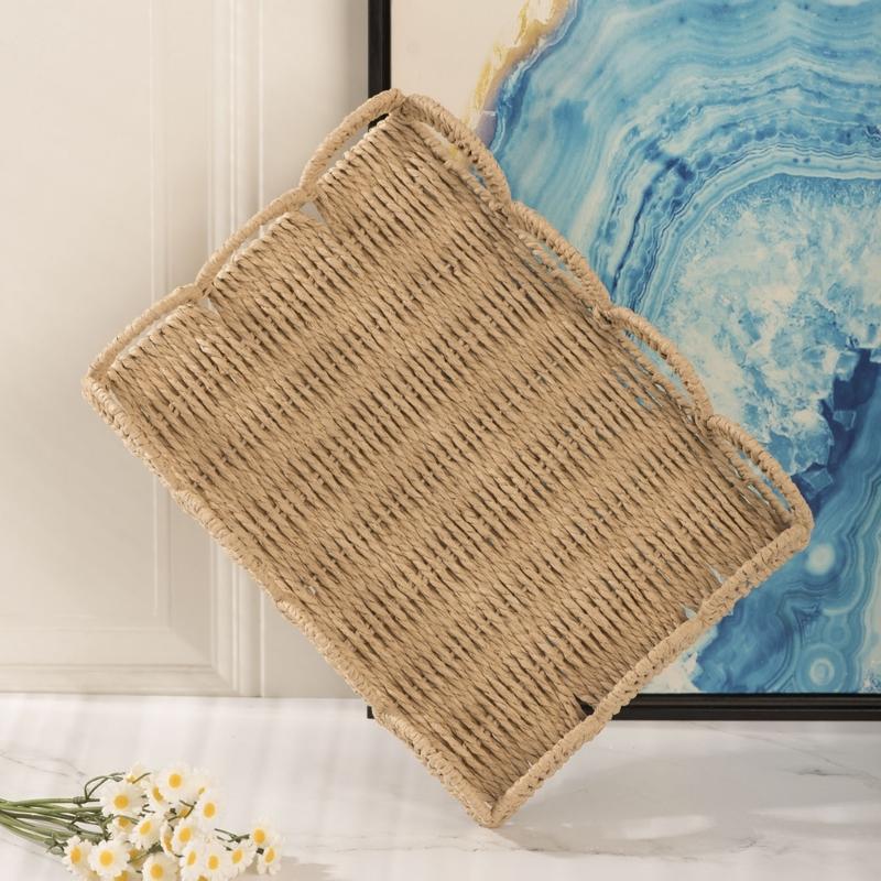 Elegant Woven Rattan Storage Basket Multipurpose Desktop Organiser for Snacks HX6C China Mainland 2690₽