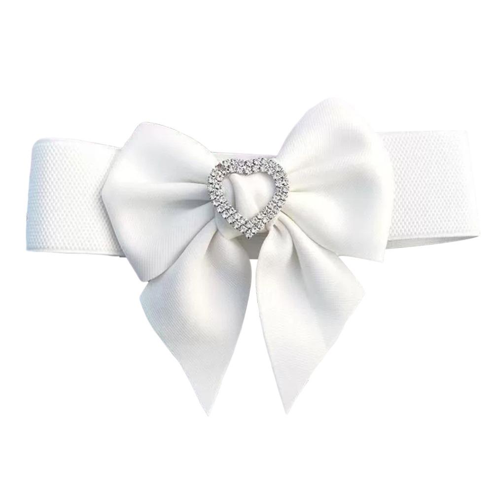 Rhinestone Wide Bow Corset Waist Belt PU Leather Waistband Strap  For Skirts Dress Top Clothes