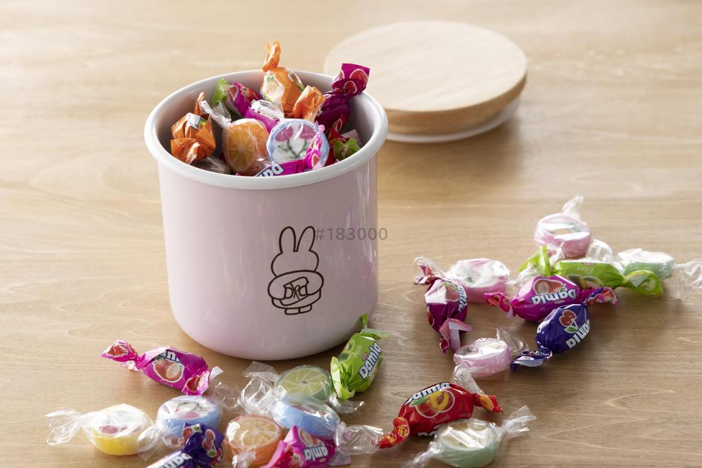 Fuji Enamel Miffy Pastel Storage Container Canister Wooden Lid with Gasket 9cm Pink Gift Miffy Enamel