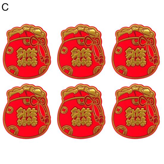 6 buc Plic Roșu Formă Sac Norocos Desen Anul Iepurelui Chinezesc 2023 Pachet Roșu Pliabil Tradițional pentru Banchet