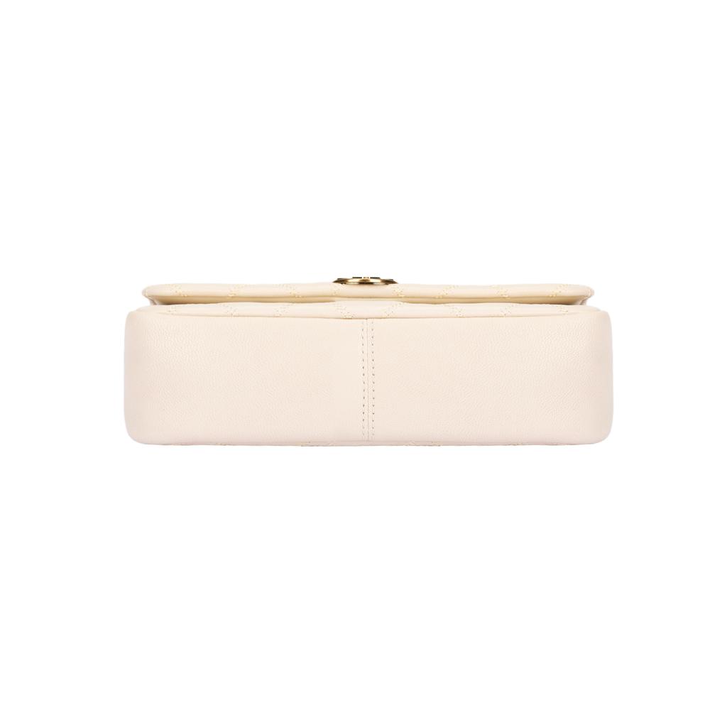 Tory Burch Quilted Logo Leather Shoulder Bag Women bags Beige 158137-724