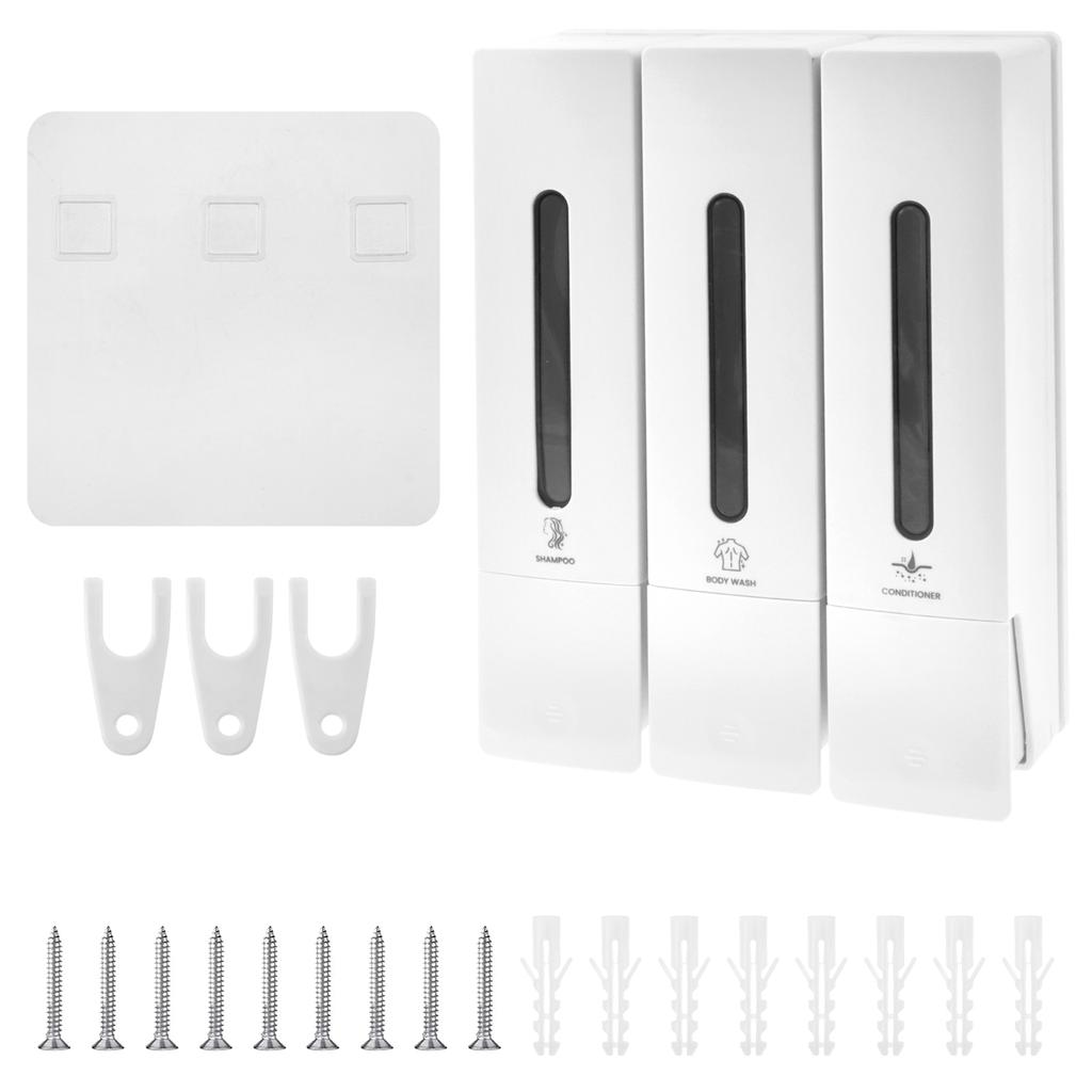 400ML Soap Dispenser Wall Mounted Shower Soap Dispenser 3 Chamber Conditioner Gel Detergent Dispenser for Bathroom Accessories