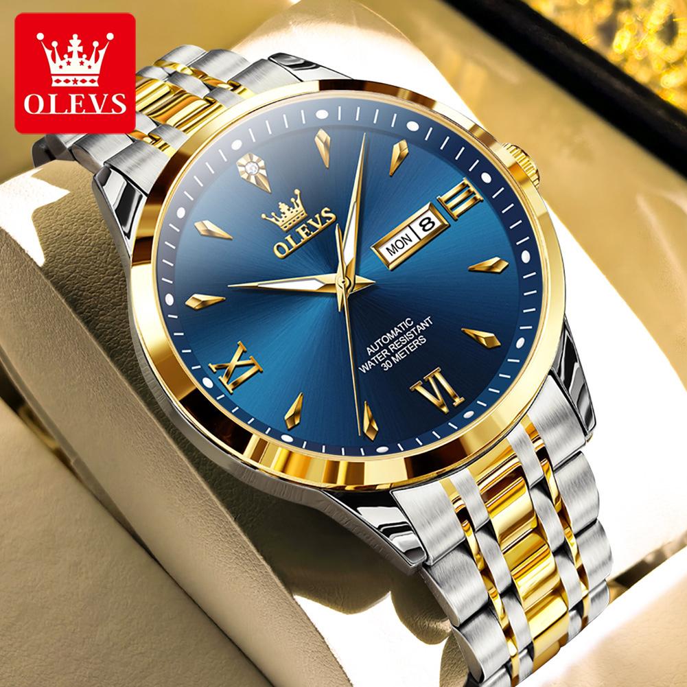 OLEVS Men's Watches Luxury Fashion Original Automatic Mechanical Wristwatch for Man Waterproof Stainless Steel Luminous Date New