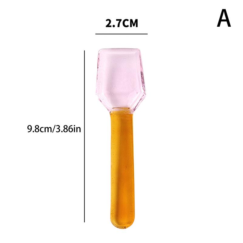 Color Glass Spoon Dessert Ice Cream Salad Handled Spoon Coffee Soup Stirring Spoon Heat And Cold Resistance Spoon