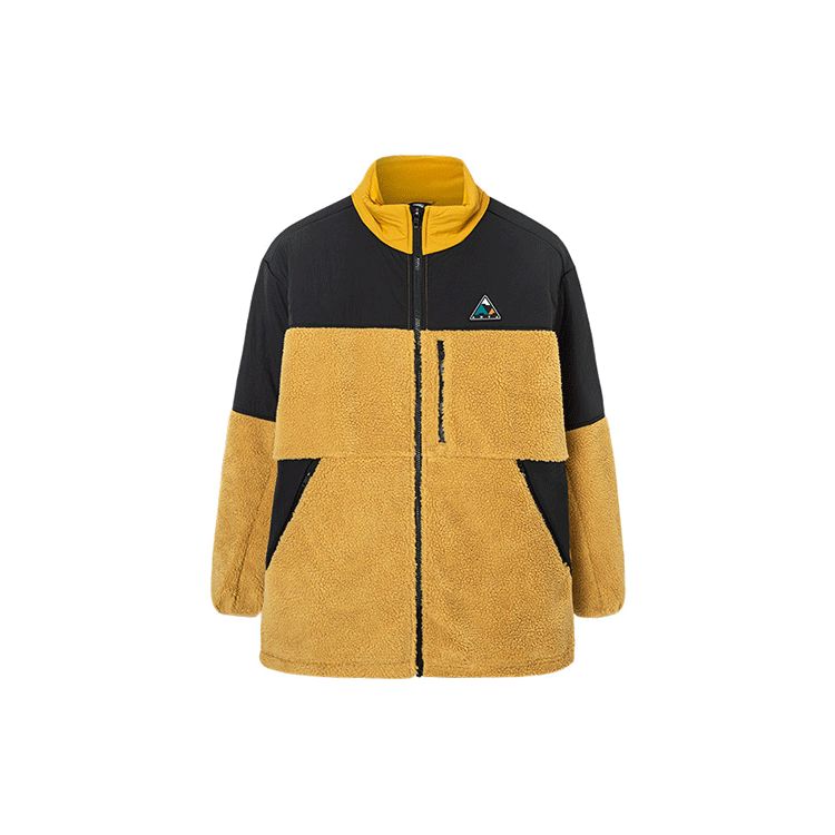 

Anta Outdoor Series Color Block Fleece Knit Warm Stand Collar Logo Jacket Men Jacket Yellow 152146705-2 XL