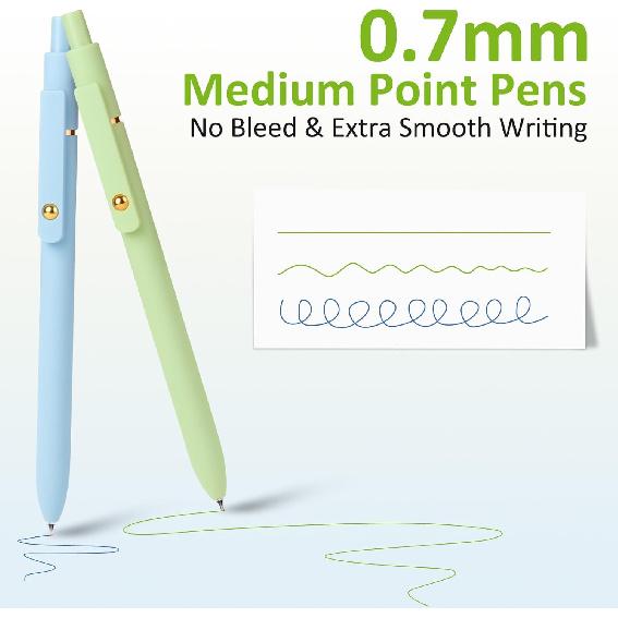 FIOVER Colored Pens, 6 Pack Colorful Gel Pens, Quick-Dry 0.7mm Medium Point for Journaling, Note Taking, Doodling, Aesthetic Office School Supplies,