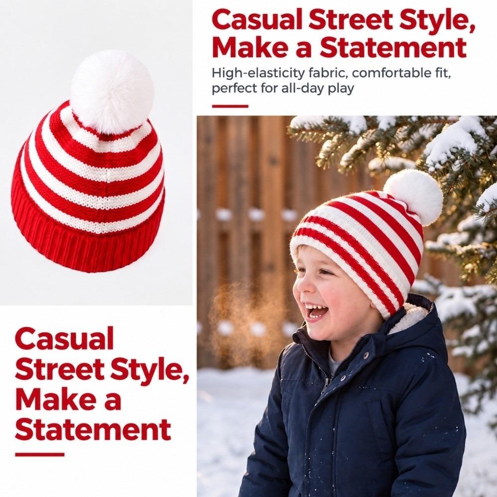 Warm Infant Beanie Cap Woolen Ear Protection Winter Baby Hat Cute Kids Pullover Hats New Year