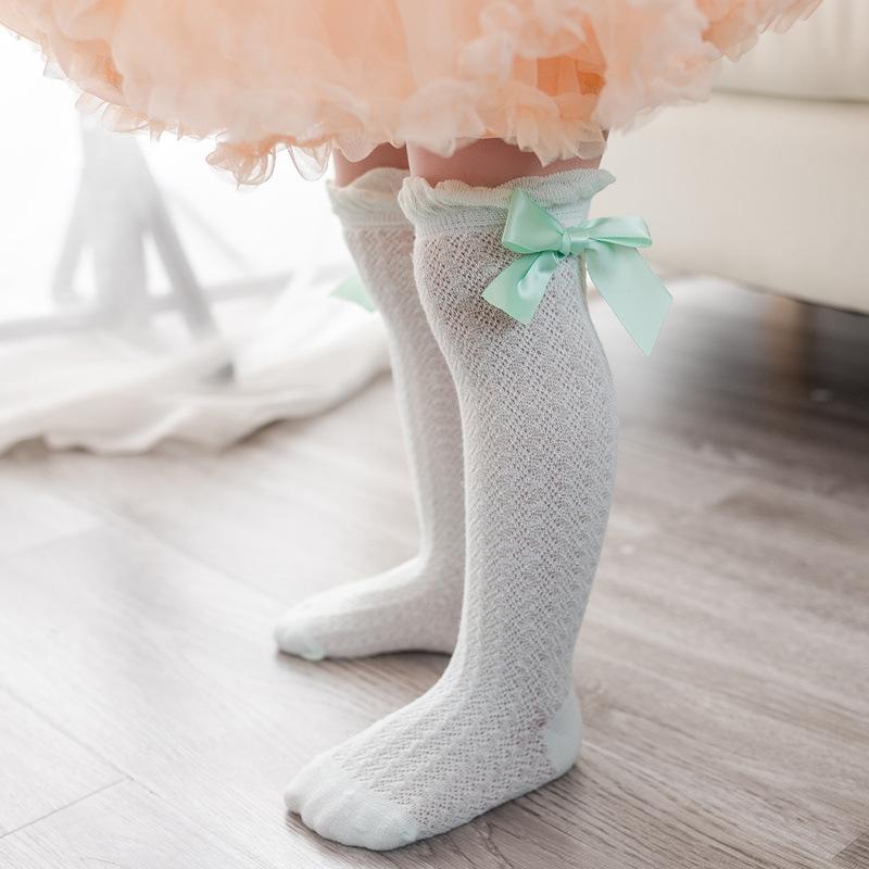 Summer Socks Baby Accessories Cute Newborn Socks Thigh Frilly Cotton Girl Clothes Long Bow Sock Funny Baby Girl Knee High Socks