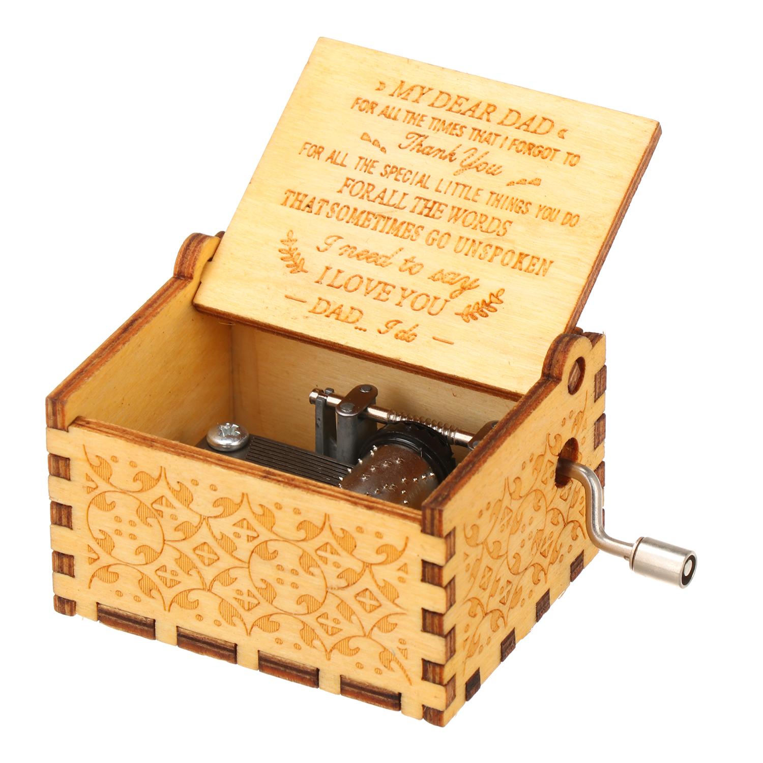 

День рождения Ты Мое Солнышко Музыкальные Шкатулки Антикварная Гравированная Музыкальная Шкатулка Деревянная Ручка To Dad