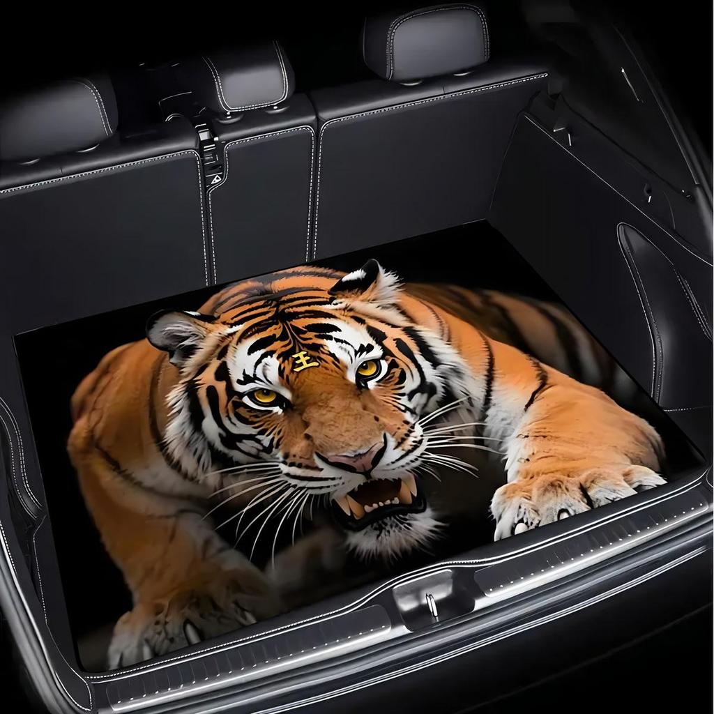 1Pcs Tiger Print Car Trunk Mat Non-Slip Heavy-Duty Cargo Liner for SUVs Sedans Trucks Protects Against Pets Protective Cover