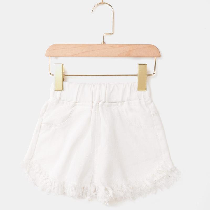 Girls' Summer Fashion Shorts Big Boys' Denim Colorful Tassel Edge Shorts for 3 To 12 Years Old Outwear Trendy Children's Pants