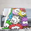 Club Penguin Rainbow Puffle Fleece Throw Blankets Community Game for Bedroom Knitted Blanket Travel Thin Portable Quilt
