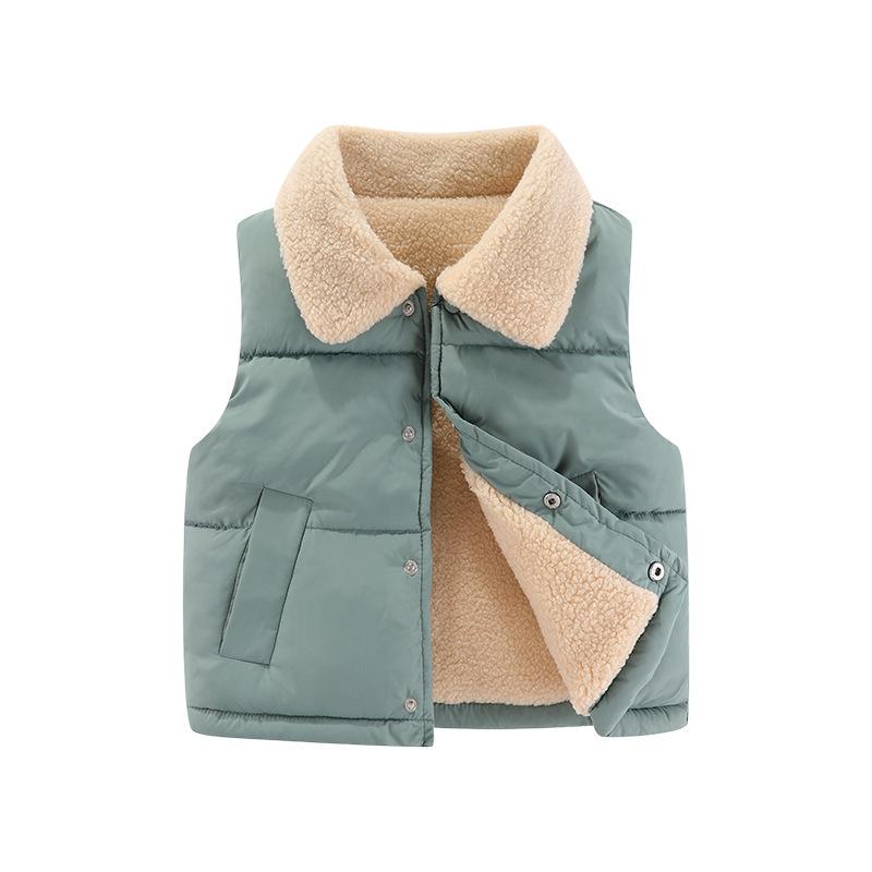 

2026 Unisex Baby Cotton Vest with Plush Lining - Lambswool Outerwear 100cm морской синий