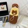 1pc Bear Cartoon Stationery Bag Korean Style Cute Practical for Desktop Cosmetics Cards Pens Storage Handheld Pencil Case