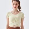 Women's Nude Feel Quick-Dry Yoga Crop Top - Short Sleeve, Sexy & Sports-Ready