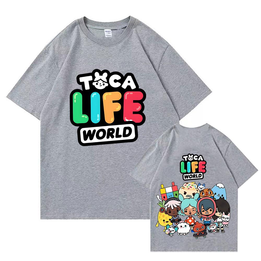 Toca Life World T Shirt Short Sleeve Cartoon Game Kawaii Tee-shirt Funko Pop Comic Cotton O-neck Tshirt Ropa Mujer Cute Clothes