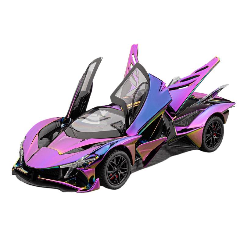 Simulation 1/24 Apollo EVO Plating Alloy Car Sound and Light Children's Toy Car Sports Car Model Collection Ornament Gift