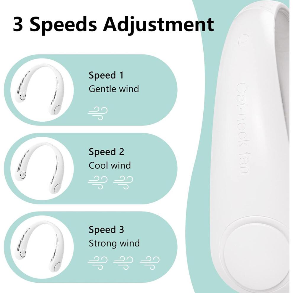 Hands-Free Bliss, Portable Bladeless Neck Fan, Ultra Quiet 360 Degree Cooling, Ergonomically Designed for All-Day Comfort, Rechargeable with Built-In