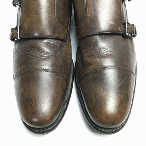 a.testoni Made in Italy Double Monk Strap Business Shoes Brown Size 7.5 (25.5cm) Men's(USED)
