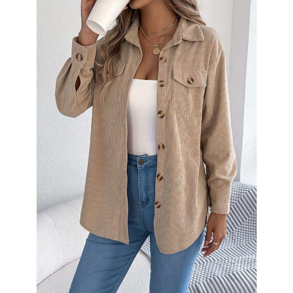 Women's Casual Shirt Long-Sleeve Striped Mid-Length Jacket Shirt Fall/Winter Top