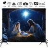 Classic Nativity scene Christmas photography background - Religious festival background Christmas decoration polyester