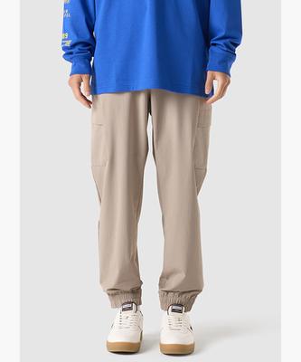 LECOQ Unisex Nylon Spandex Jogger Pants - Beige (Qq323Lpt83) (Type A)