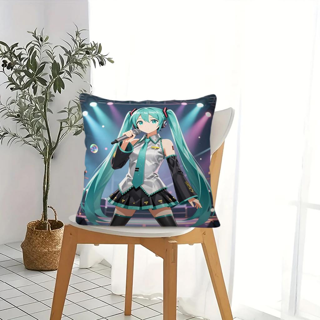 Hatsune Miku Galaxy Throw Pillow, 18.18 Inch Cushion, Accent Pillow, Includes Pillow Core, Hd Print For Sofa Bed Room